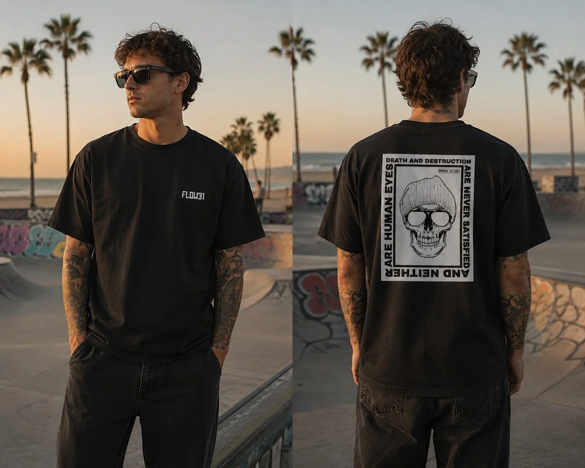 FLOW31 — Death & Destruction tee, back print